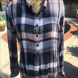 Olive and oak navy striped blouse